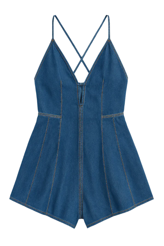DAZED DENIM ROMPER